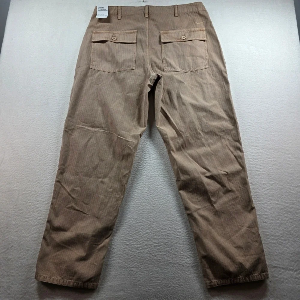 Nike Life Mens Herringbone Carpenter Pants Oxen Brown HJ0645-227 Size 36 NWT‎